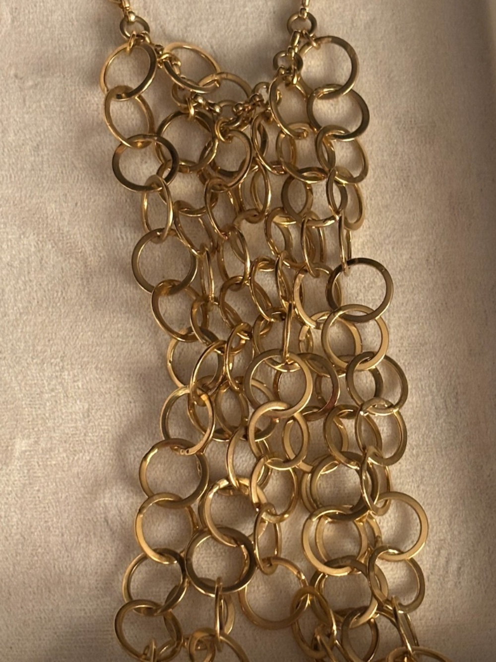 DKNY Gold Tone Multi-Strand Circle Link Necklace